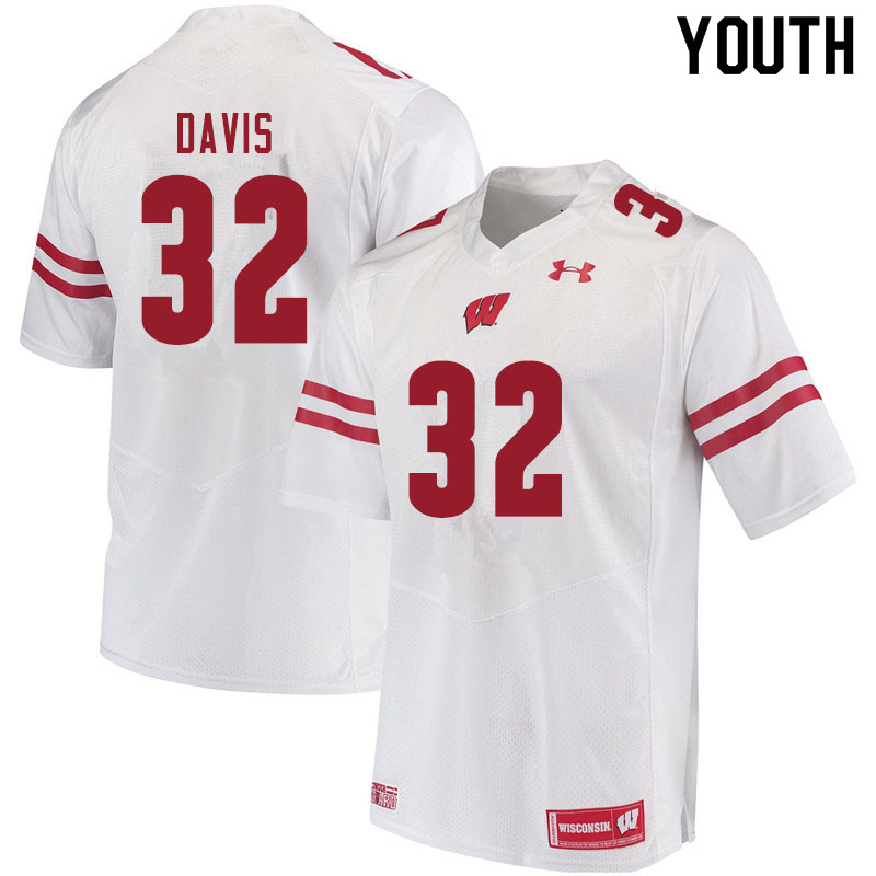 Wisconsin Badgers Youth #32 Julius Davis NCAA Under Armour Authentic White College Stitched Football Jersey WX40J75QB